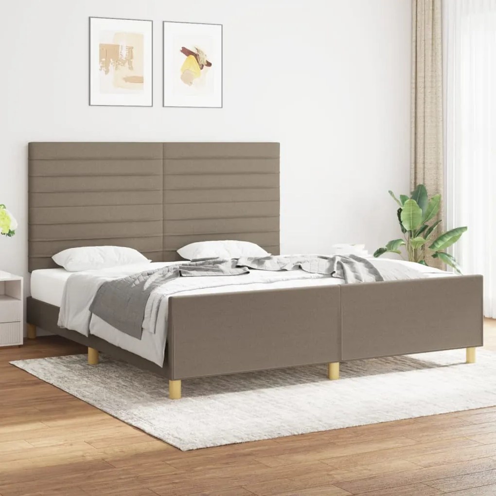 Cama sem colchão 180x200 cm tecido castanho-acinzentado