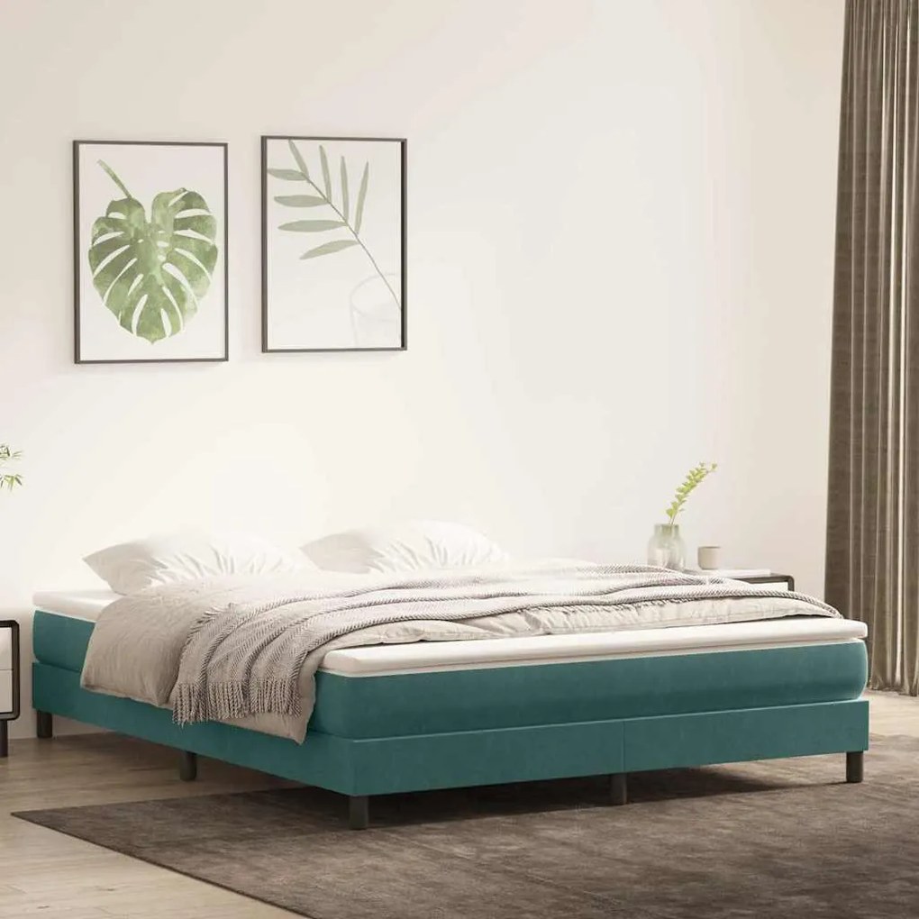 vidaXL Cama com molas sem colchão 180x220 cm veludo verde-escuro