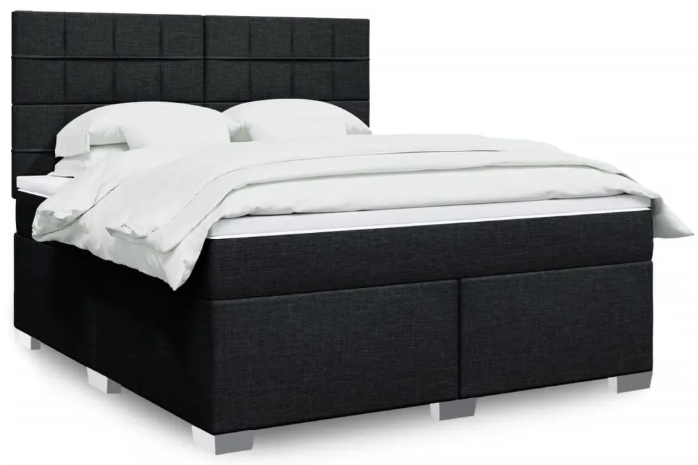 Cama com molas/colchão 180x200 cm tecido preto