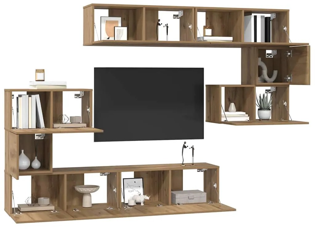 Conjunto de móvel de TV Outros 8 pcs carvalho artisiano