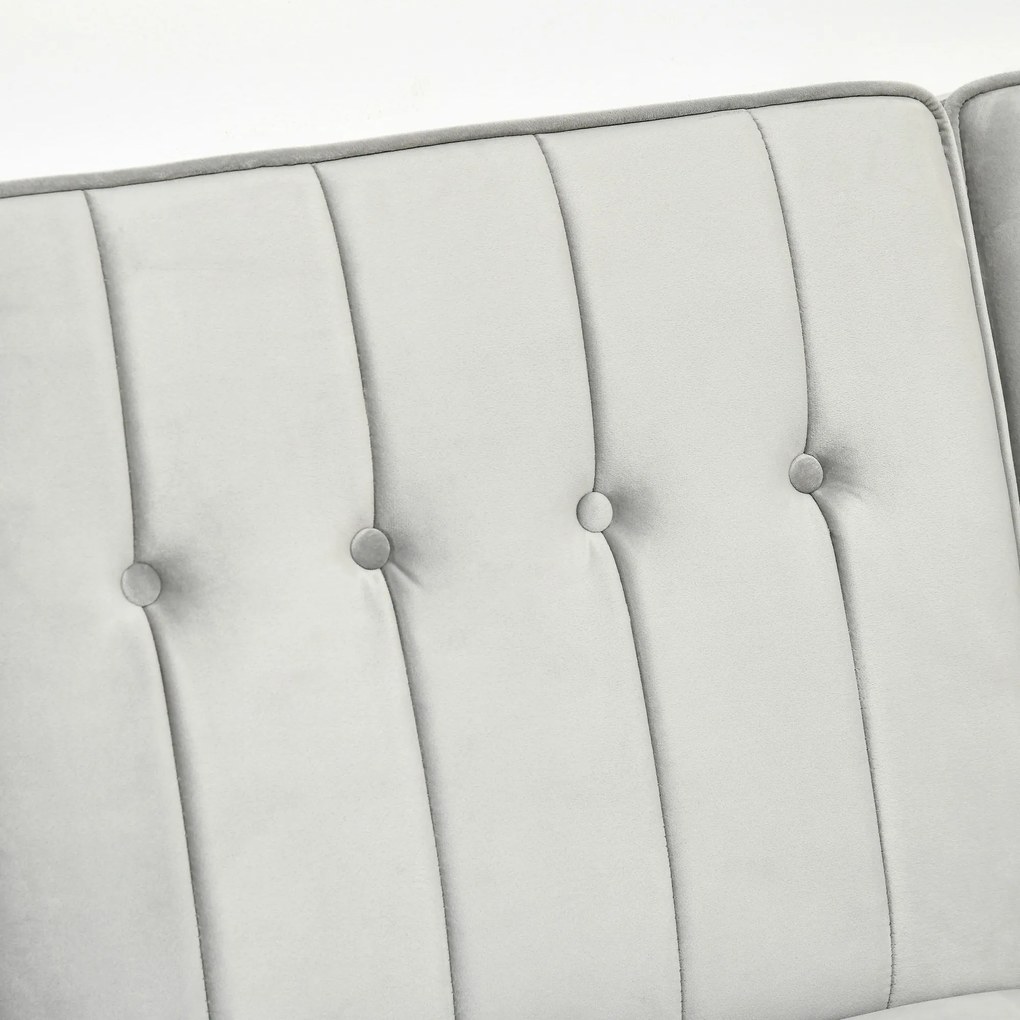 HOMCOM Sofá Cama com Chaise Longue de 3 Lugares Tato Aveludado com Encosto Ajustável e Apoio para os Pés Móvel 218x85x86cm Cinza