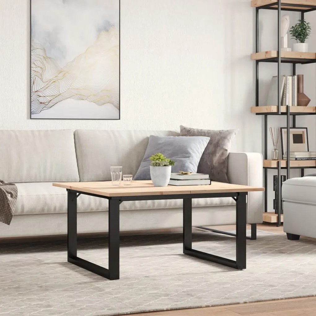 Mesa de centro estrutura em O 80x80x45 cm pinho e aço