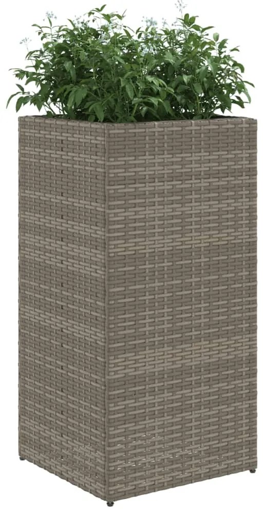 Vaso/floreira de jardim 40x40x80 cm vime PE cinzento