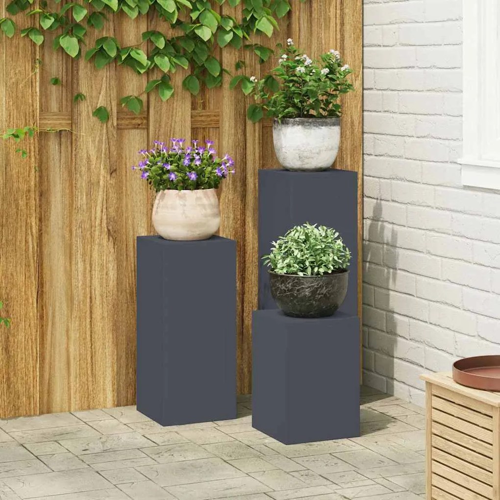 vidaXL Suporte para Plantas 3 pcs Antracite Aço