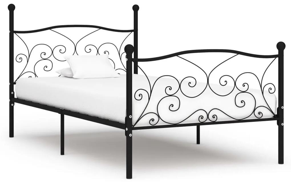 Estrutura de cama com estrado de ripas 100x200 cm metal preto
