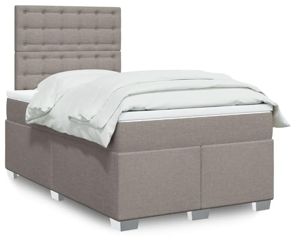 vidaXL Cama com molas/colchão 120x200 cm tecido castanho-acinzentado