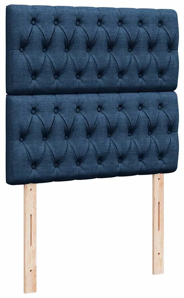 Cama otomana com colchão 100x200 cm tecido azul