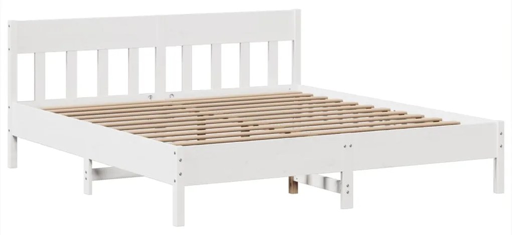 Cama sem colchão 180x200 cm madeira de pinho maciça branco