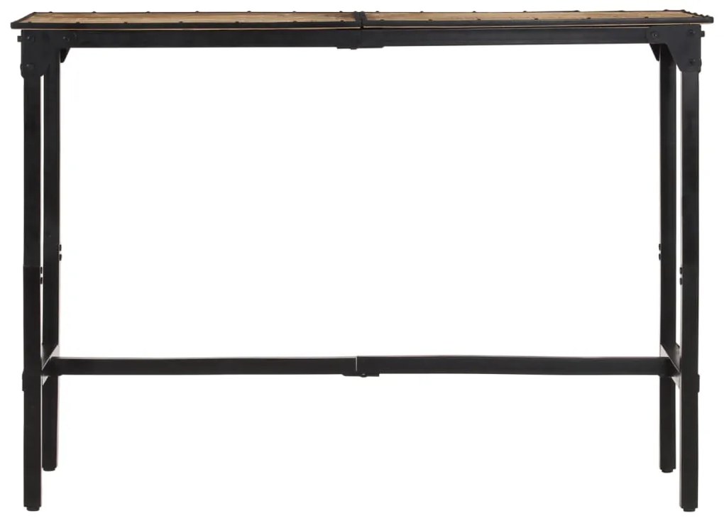 7 pcs conj. de bar madeira de mangueira áspera maciça e metal