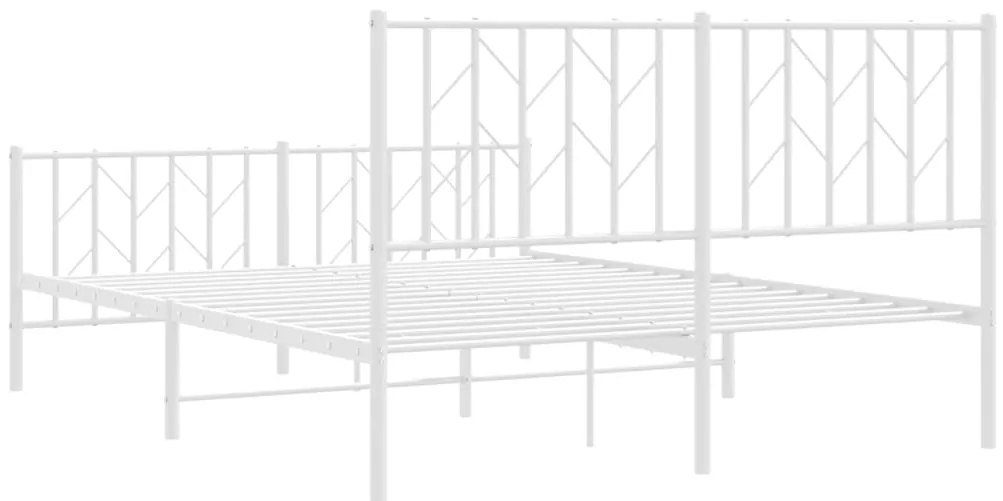 Estrutura de cama com cabeceira e pés 140x190 cm metal branco