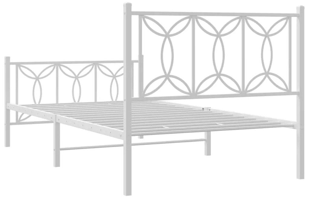 Estrutura de cama com cabeceira e pés 100x200 cm metal branco