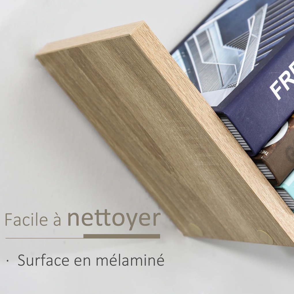 Prateleiras de parede suspensas - design contemporâneo em forma de V - kit de fixação incluído - painéis de aglomerado em cor carvalho claro