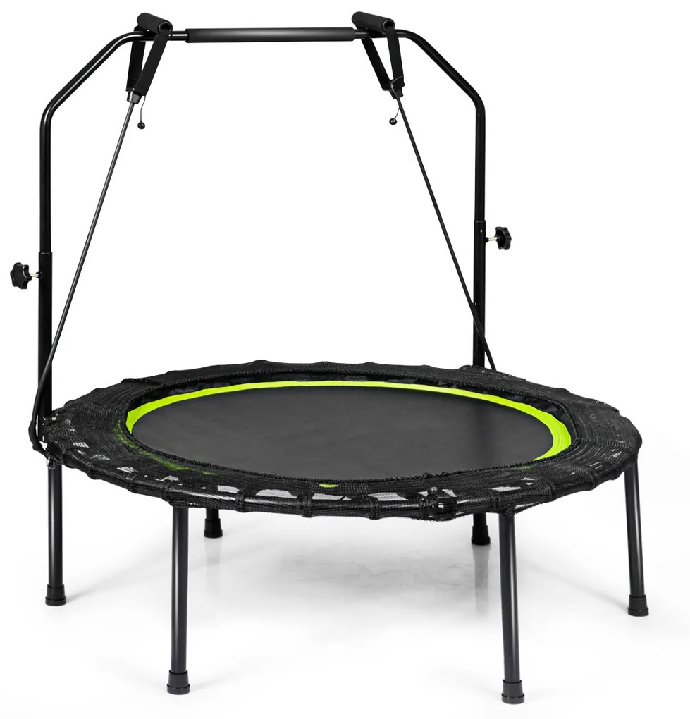 Trampolim de Fitness dobrável com 2 bandas de resistência e altura ajustável para adultos e crianças Verde 102 x 102 x 130 cm
