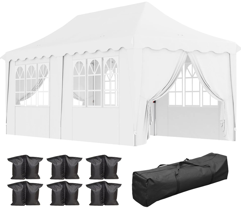 Tenda Dobrável Pop Up Tenda 596x300x315 cm Tenda Dobrável com 6 Parede