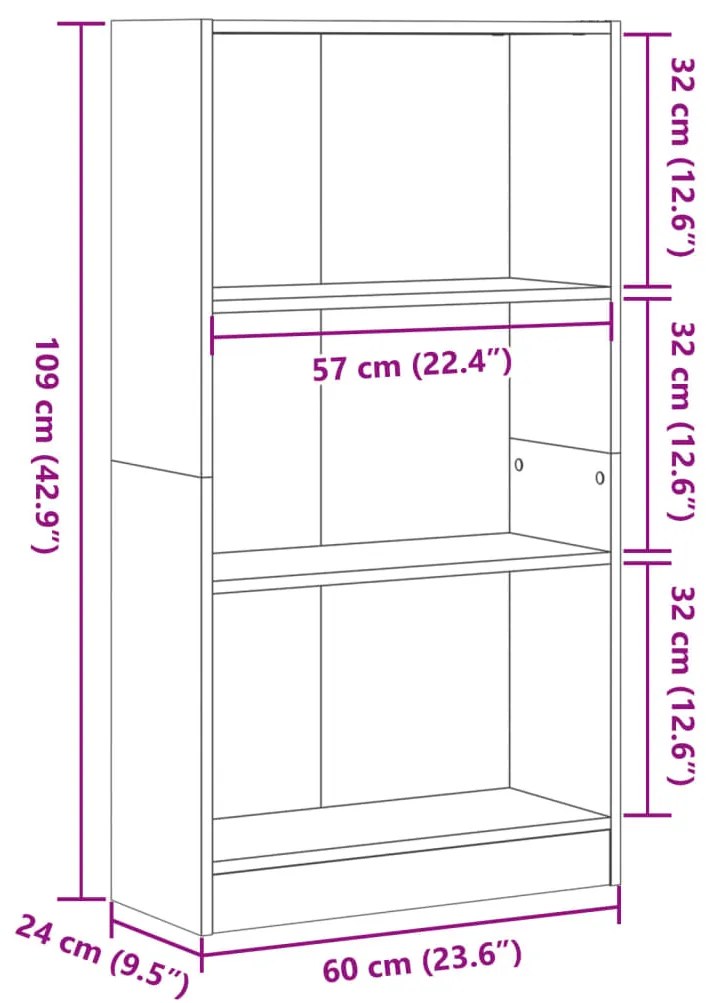 Estante 60x24x109 cm derivados de madeira madeira velha
