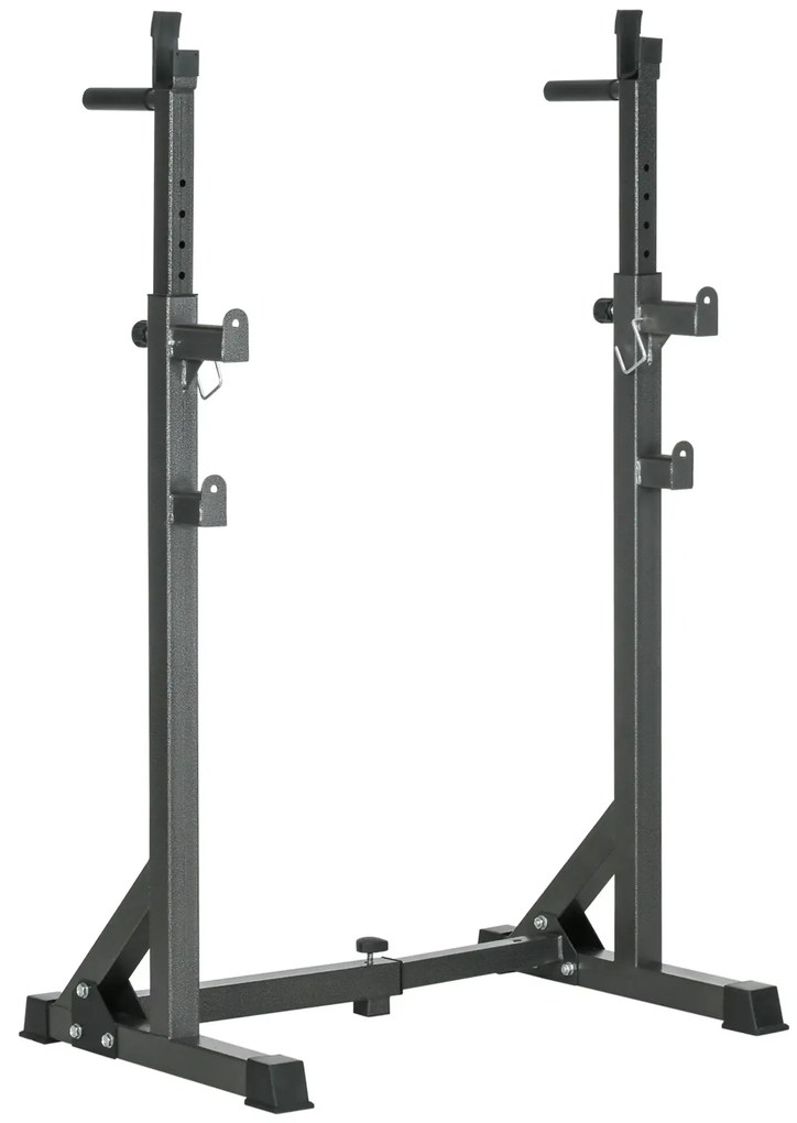 Suporte para Barras de Pesos com Largura e Altura Ajustáveis Suporte de Musculação com Estrutura de Aço 60-87x65x121-158 cm Preto