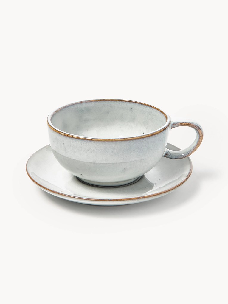 Handmade Tea Cup Nordic Sand with Saucer