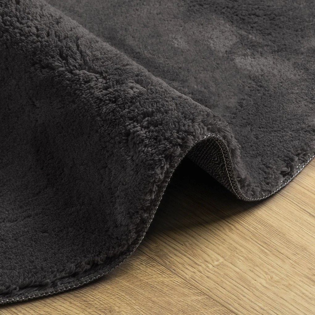 Tapete de área Antracite 100x200 cm Poliéster Antiderrapante