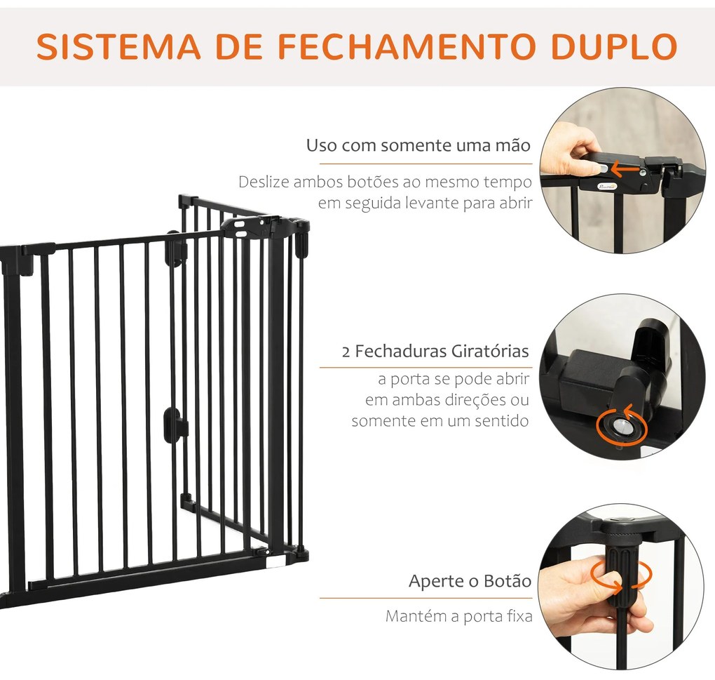 PawHut Barreira de Segurança para Cães Barreira para Cães Dobrável Bar