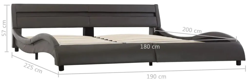 Estrutura de cama c/ LEDs 180x200 cm couro artificial cinzento