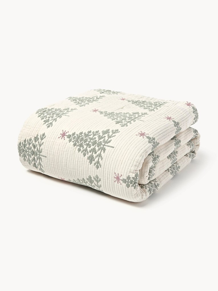 Colcha em jacquard com padrão natalício Cianna