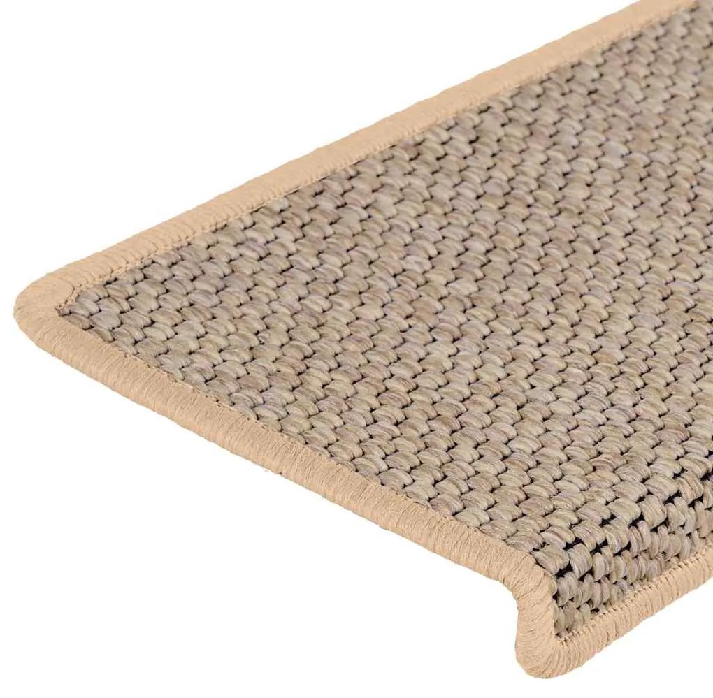 Tapetes escada adesivos aspeto sisal 30pcs 65x21x4cm bege-claro
