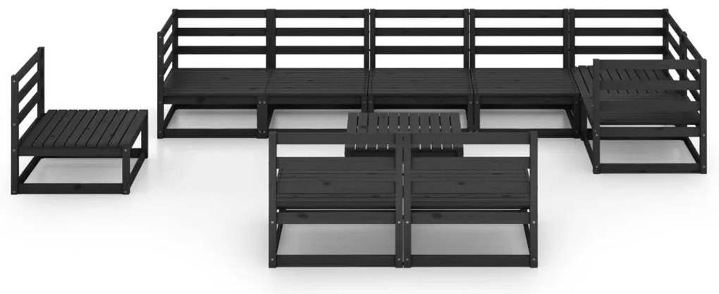 10 pcs conjunto lounge de jardim pinho maciço preto