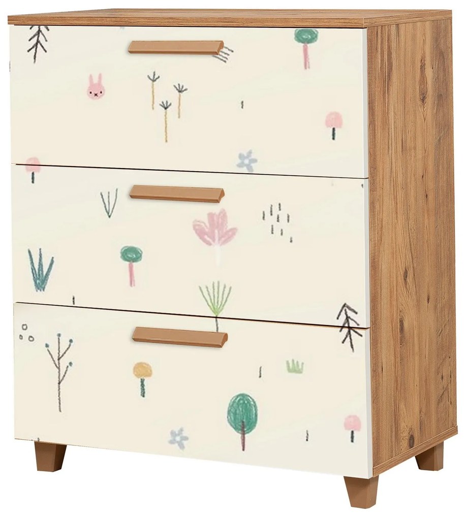 Cómoda Leva Gravis – Atlantic Pine White – 80 cm x 95 cm x 43 cm