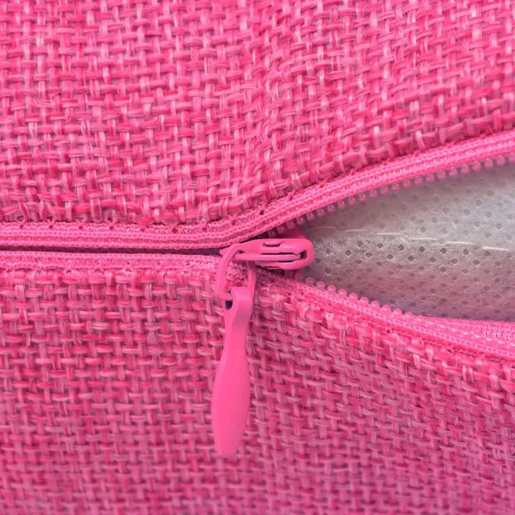 Capa de almofada 4 pcs aspeto de linho 80x80 cm rosa