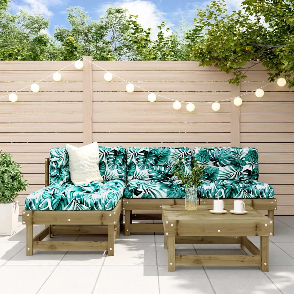 vidaXL 5 pcs conjunto lounge de jardim madeira de pinho impregnada
