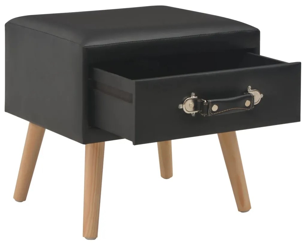 Mesa-de-cabeceira 40x35x40 cm couro artificial preto