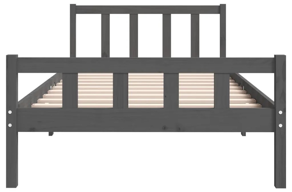 Estrutura de cama 100x200 cm madeira maciça cinzento