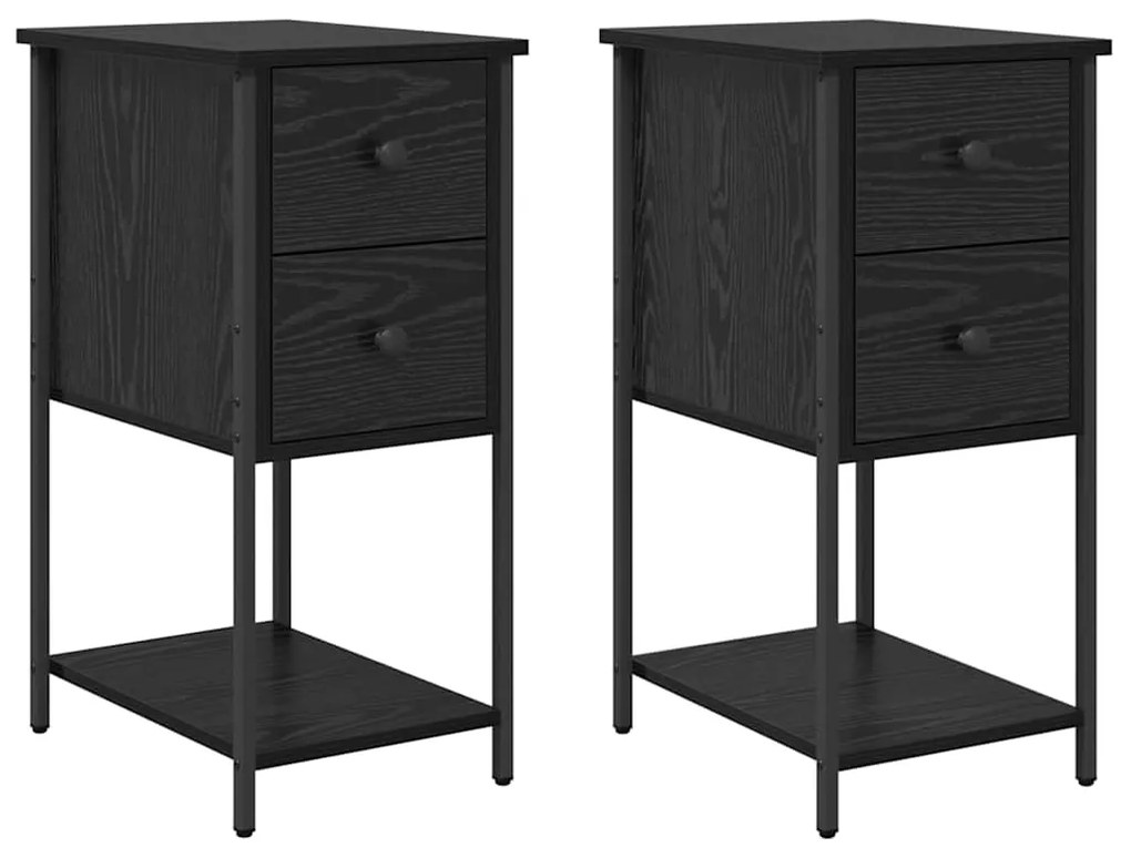 Armário de Cabeceira 2 pcs Carvalho preto 32 x 42 x 70 cm