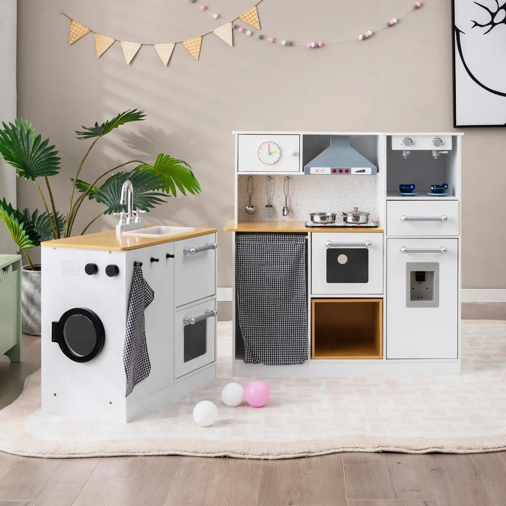 Cozinha de Brincar Infantil Lisboa – 2 em 1 com Luzes, Sons, Máquina d