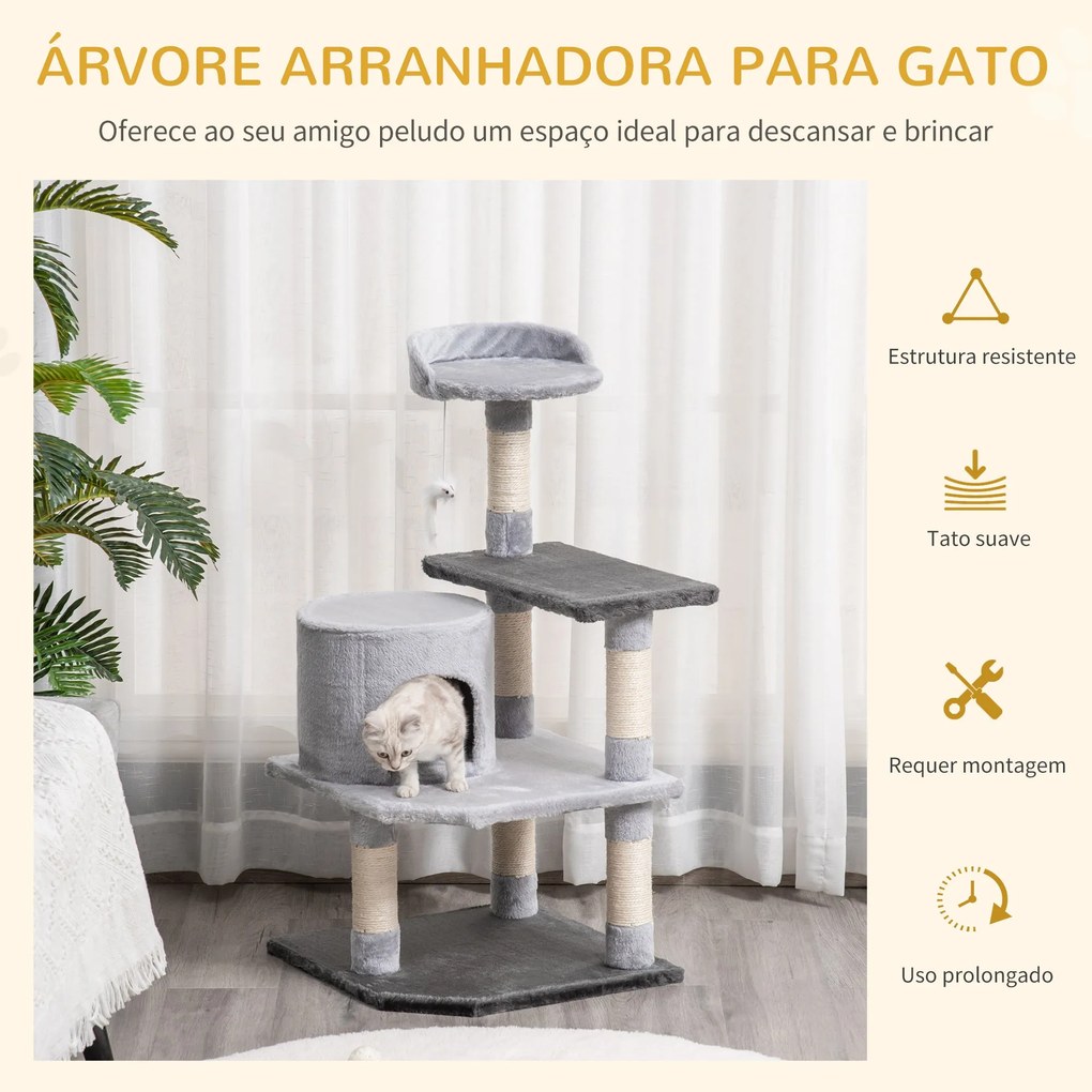 PawHut Árvore para gatos Arranhador Grande com Plataformas para Brinca