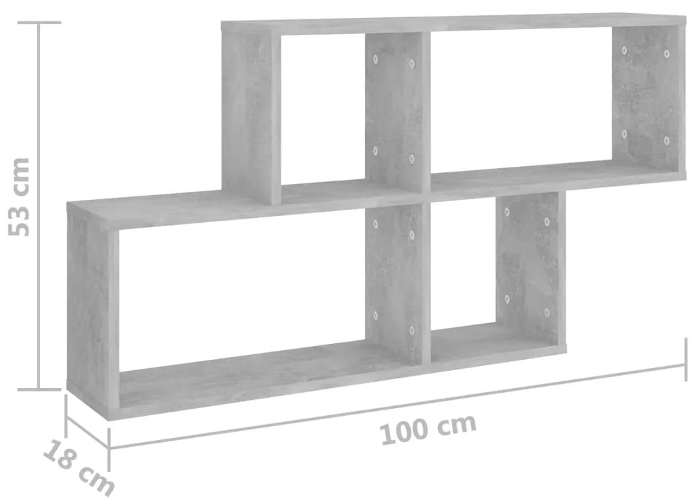 Estante de parede 100x18x53 cm deriv. madeira cinzento cimento