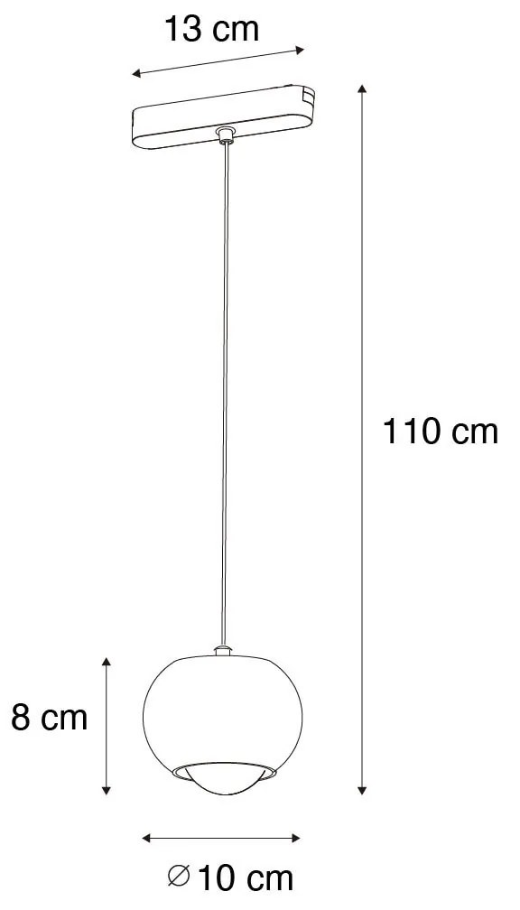 Candeeiro Pendente Moderno Preto para Sistema de Calha Monofásico Incl. LED - Magnetic Lance