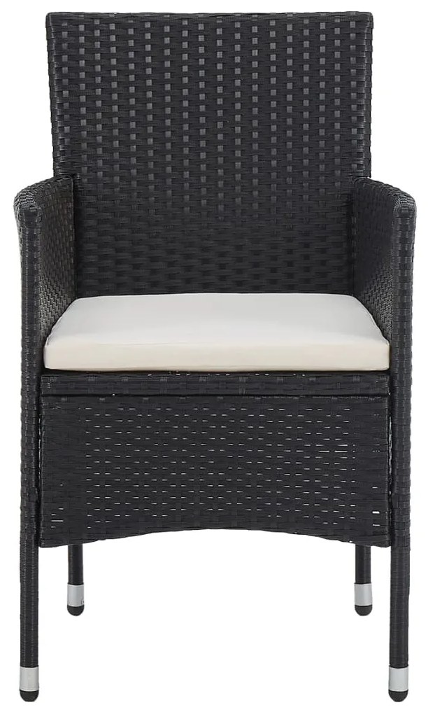 3 pcs conjunto de jantar para jardim vime PE e vidro preto