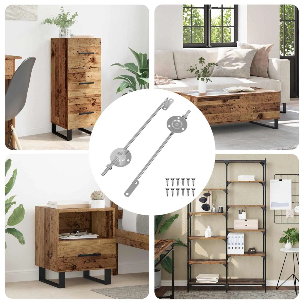 vidaXL Hinge de suporte de tampa 2 pcs Prateado 194 x 36 x 18 mm Ferro