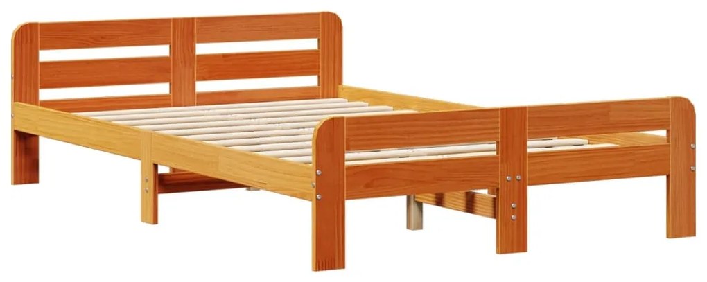 Cama sem colchão 120x190 cm madeira pinho maciça castanho-mel
