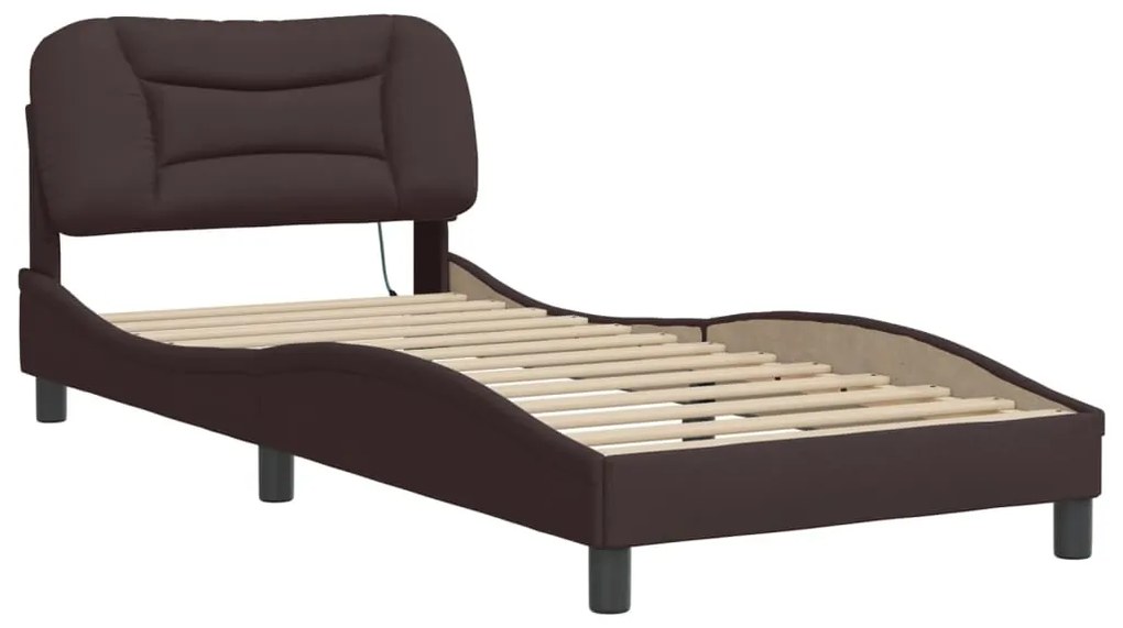 Estrutura de cama com LED sem colchão 90x200 cm tecido