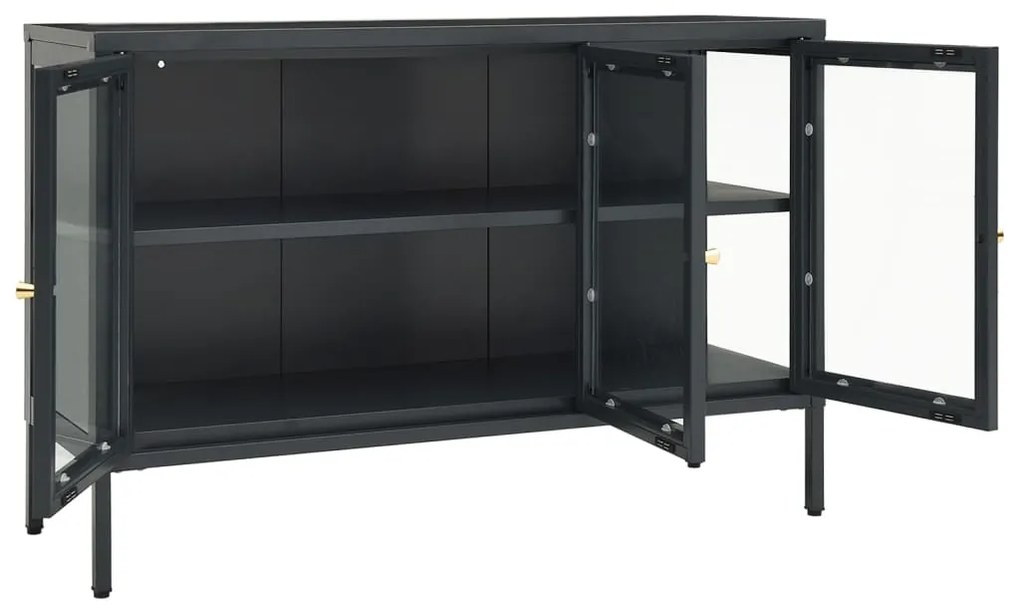 Aparador 105x35x70 cm vidro e aço antracite