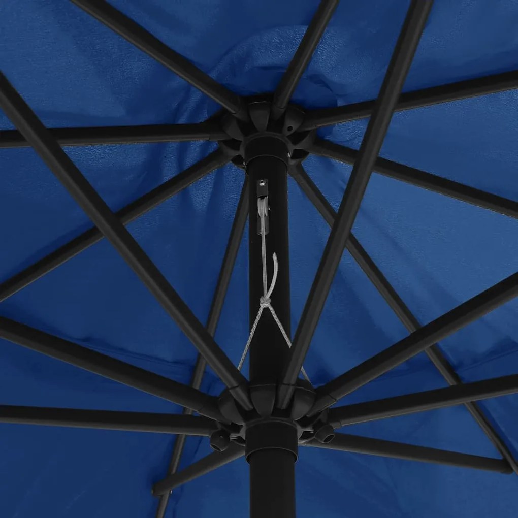 Guarda-sol de jardim com poste de metal 390 cm azul-ciano