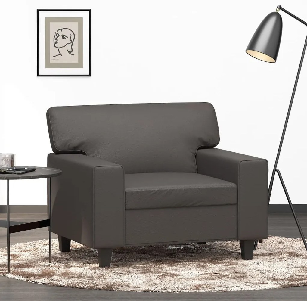vidaXL Poltrona 60 cm couro artificial cinzento