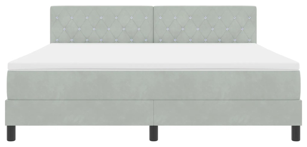 Camas Box Spring vidaXL com Colchão Cinzento Claro Veludo Super King
