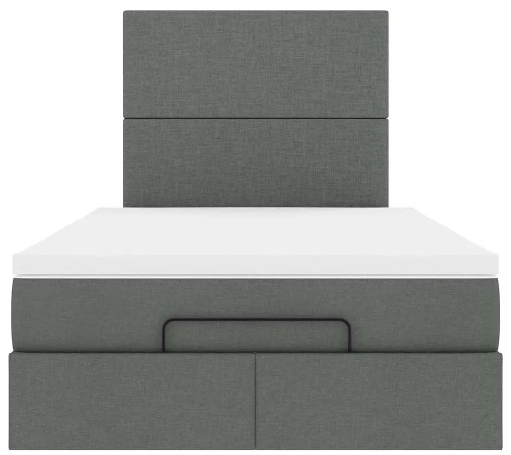 Estrutura cama otomana colchão 120x200cm tecido cinzento escuro