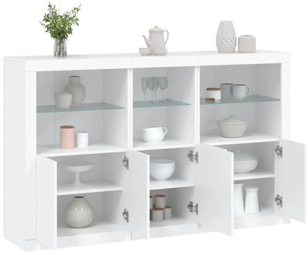 Aparador com luzes LED 162x37x100 cm branco
