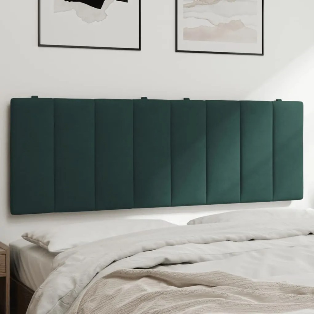vidaXL Almofadão de cabeceira 140 cm veludo verde-escuro