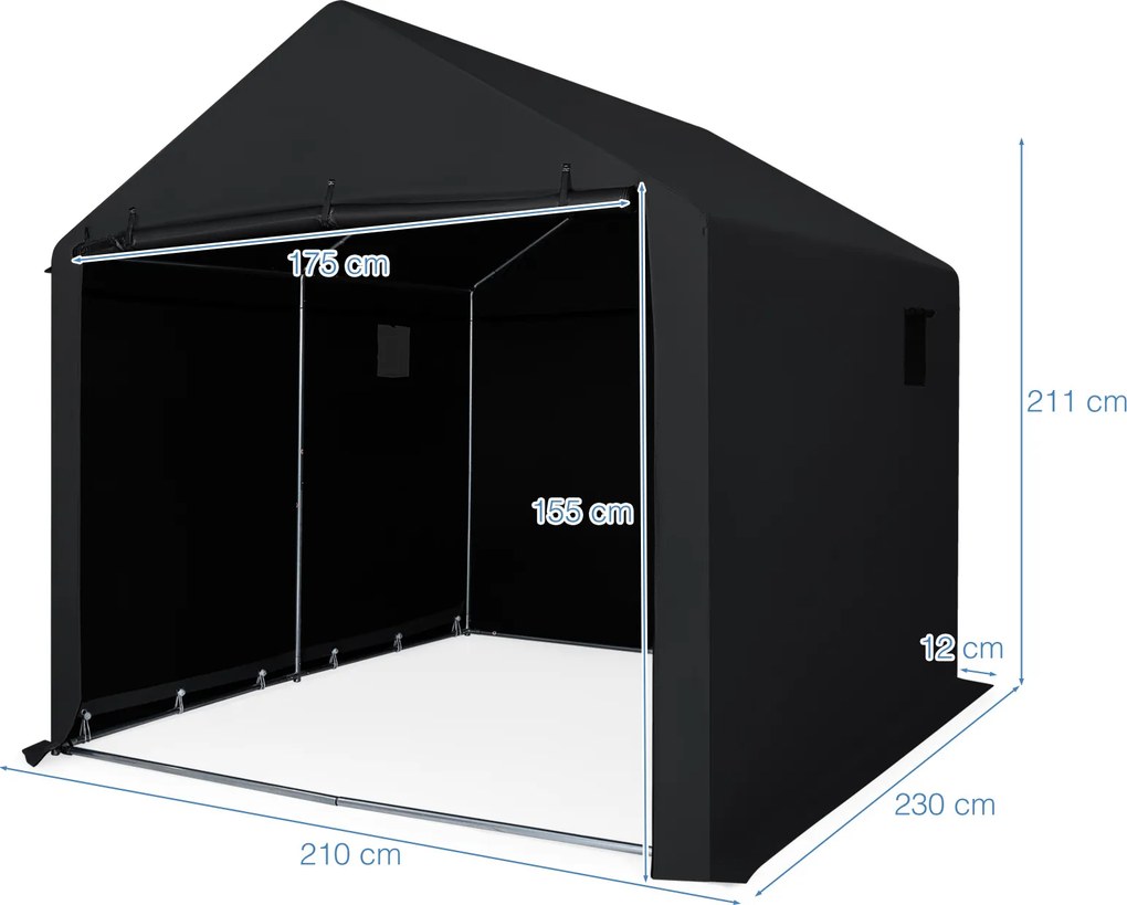 Abrigo para Bicicletas, 210 x 238 x 211 cm, Espaço Interior Amplo, Preto