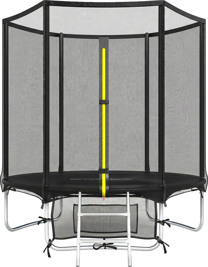 SPORTNOW Trampolim para Crianças Exterior Ø183 cm com Rede de Segurança Escada de 2 Degraus Cobertura de Molas Saco de Armazenamento Preto | Aosom Portugal